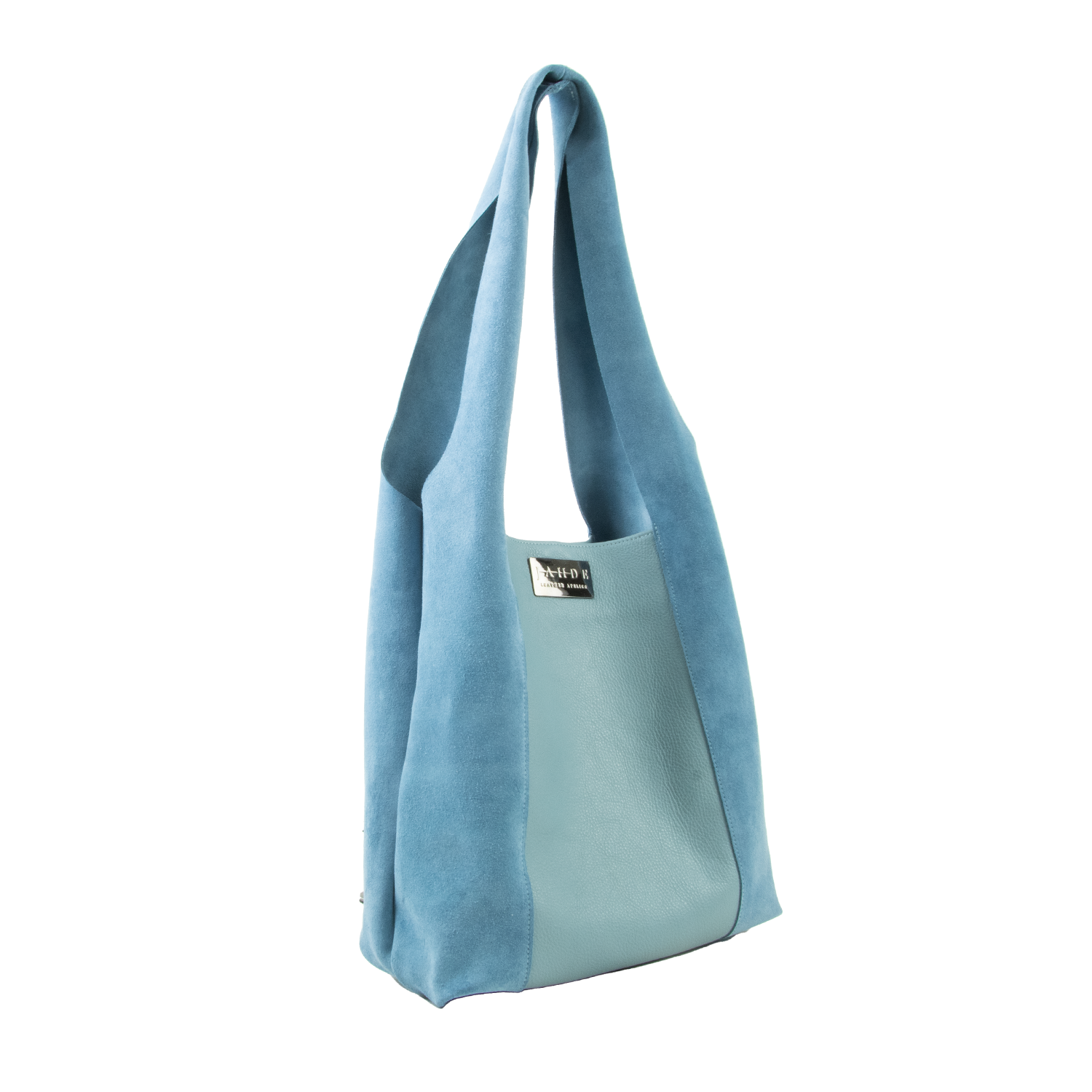 Leather Tradd Tote Dust Blue Side | Jahde