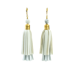 Leather Broad Earrings Cream | Jahde