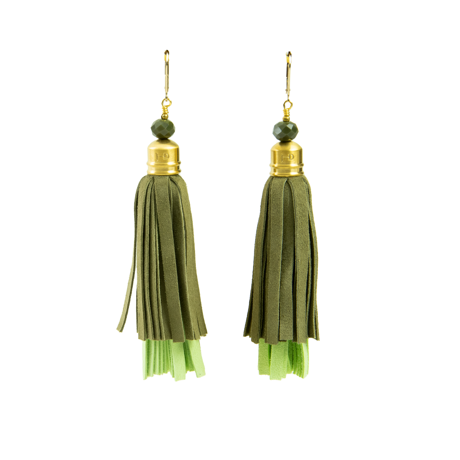 Leather Broad Earrings Olive | Jahde