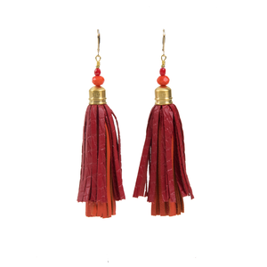 Leather Broad Earrings Red | Jahde
