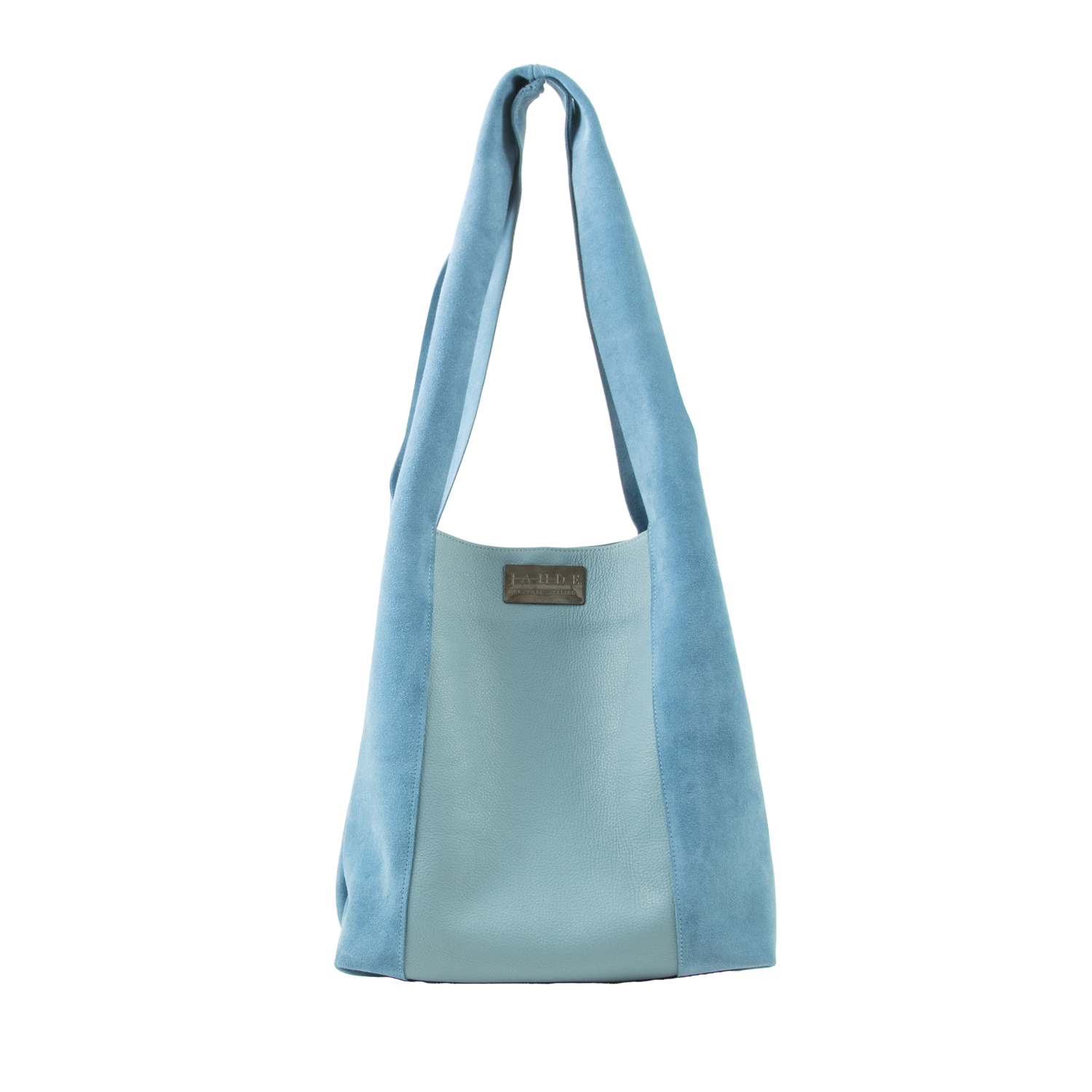 Leather Tradd Tote Dust Blue Front | Jahde