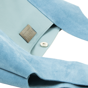 Leather Tradd Tote Dust Blue Detail | Jahde