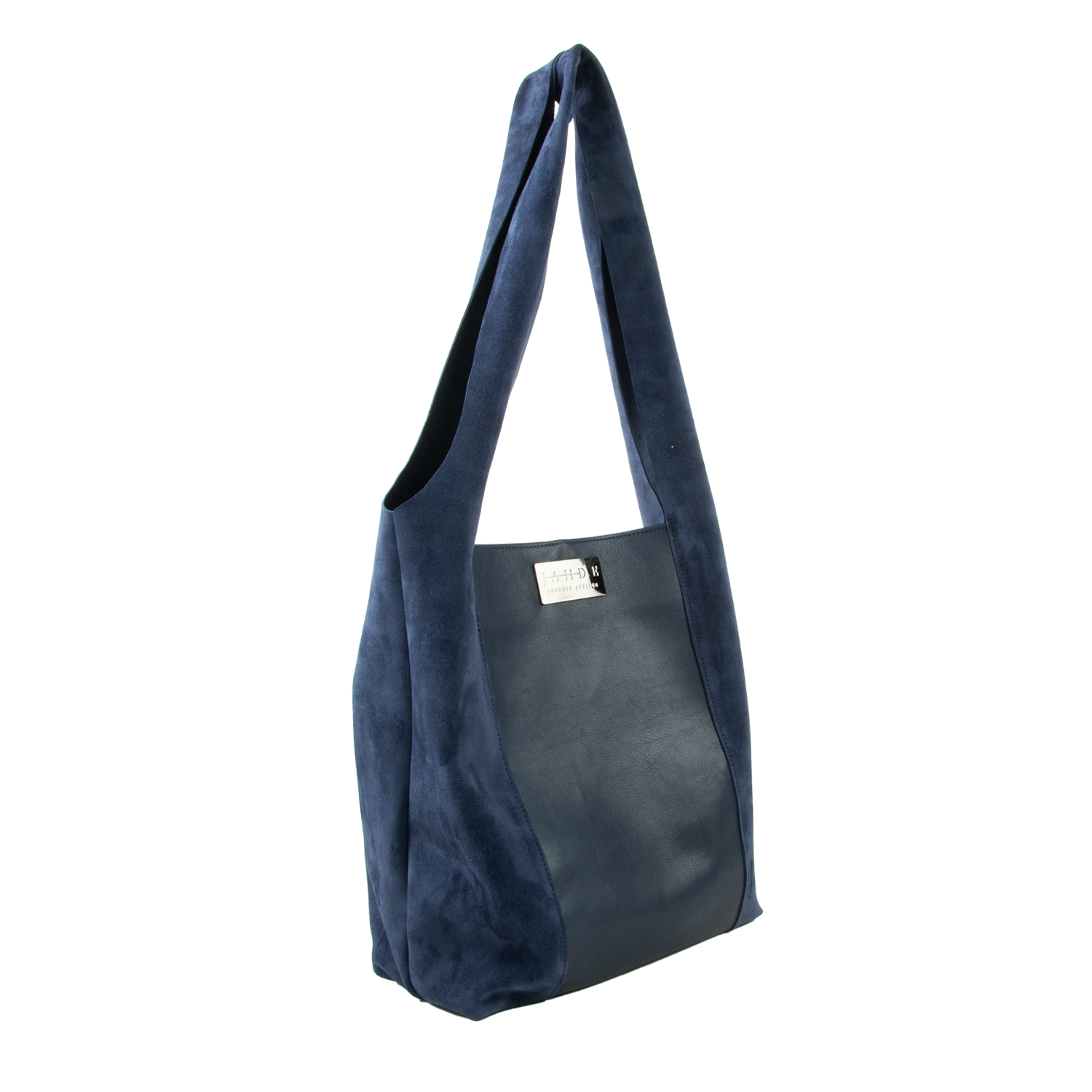 Leather Tradd Tote Navy Side | Jahde
