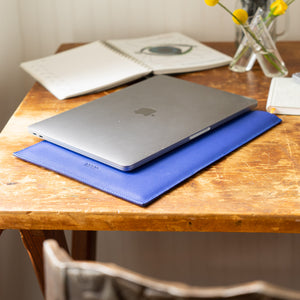 Leather Laptop Sleeve Cobalt Blue