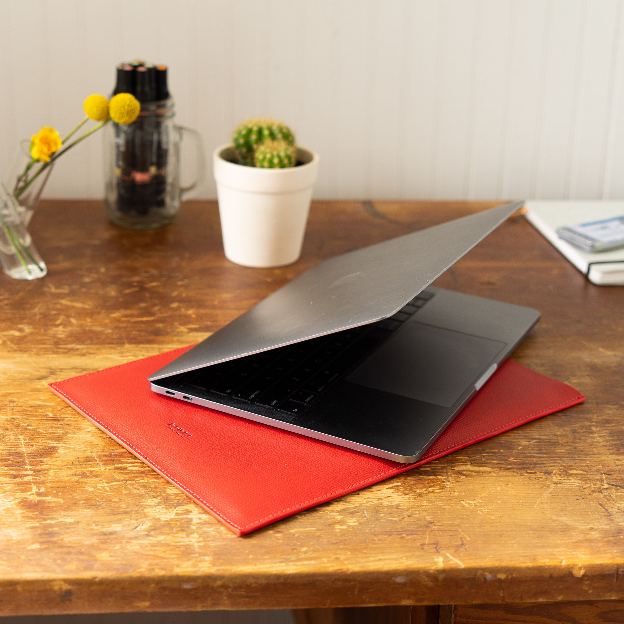 Leather Laptop Sleeve Red